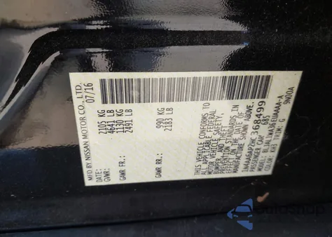 2017 Nissan Maxima 3.5 Sr z USA, uszkodzony, nr VIN 1N4AA6AP2HC368499